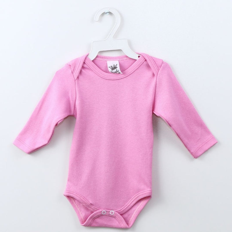 Body manga longa liso rosa M